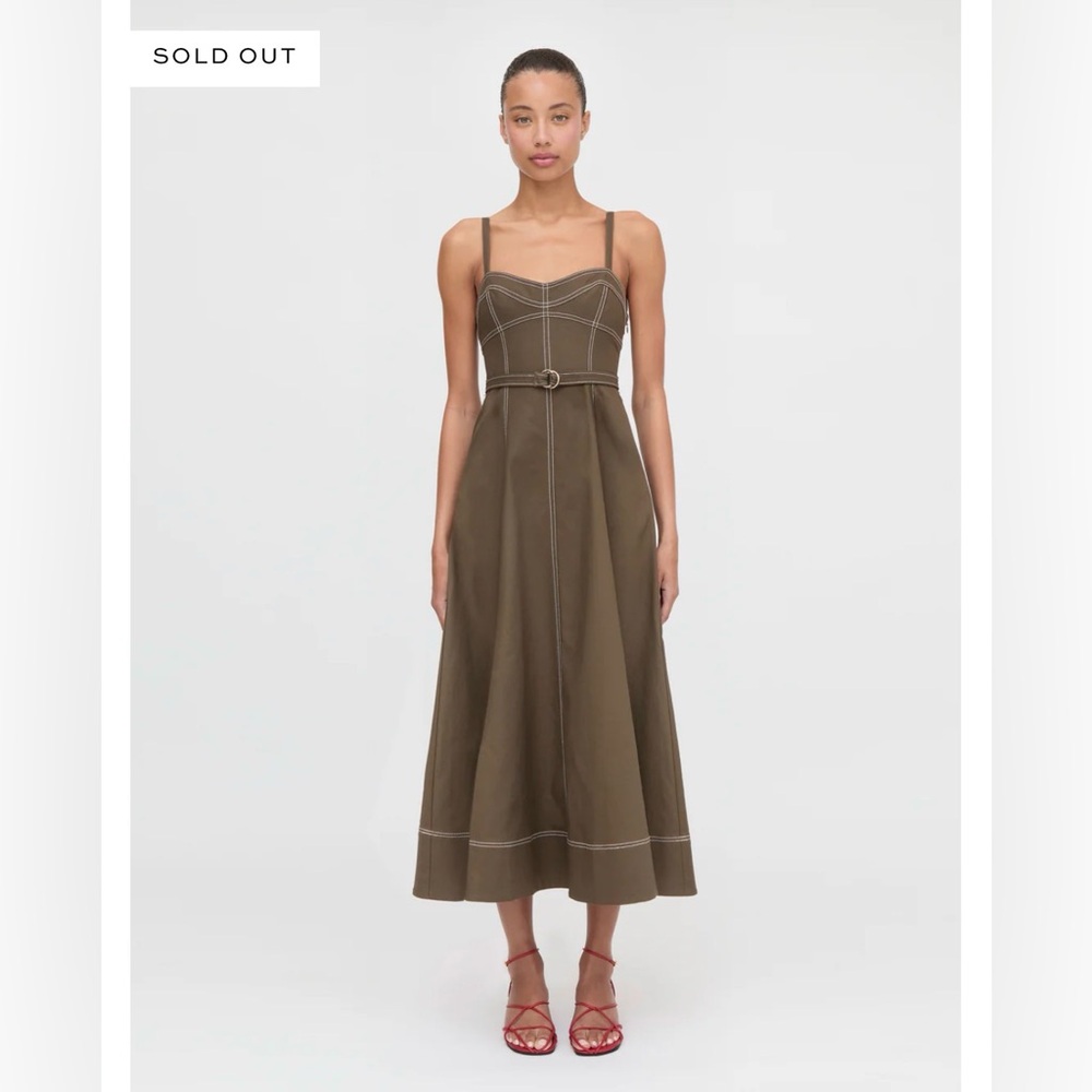 Hill house The Fiona Dress - Chocolate Twill Midi Dress - Picture 2 of 12